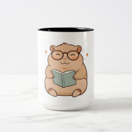 Läsande Kapybara med Glasögon Kawaii Design Två-Tonad Mugg