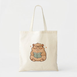 Läsande Kapybara med Glasögon Kawaii Design Tygkasse