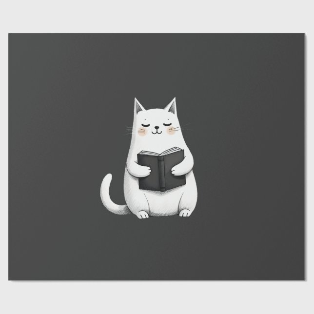 Läsande Katt Rolig Katt Bokälskare Presentpapper (Platt)