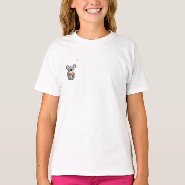 Läsande Koala Björn Illustration Barn T Shirt (Framsida)