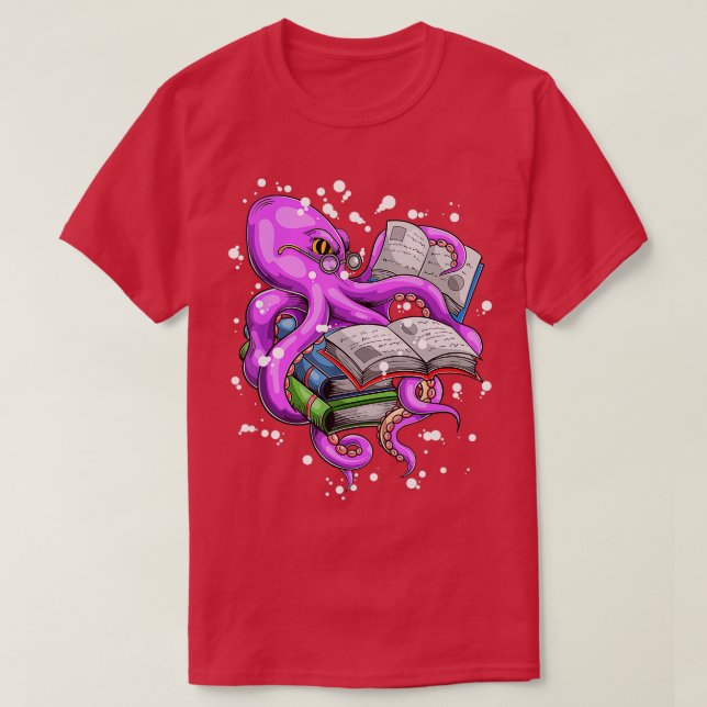 Läsande Octopus  T Shirt (Design framsida)