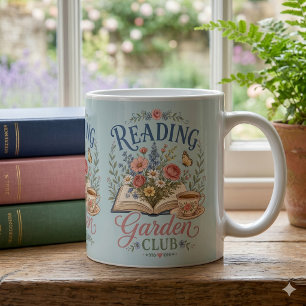 Läsande trädgårdsklubb Cottagecore Blommig Kaffemugg