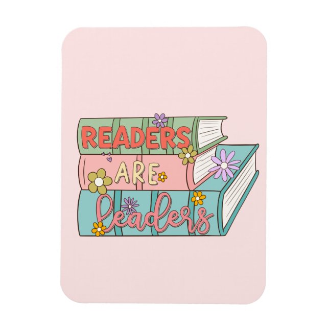 Läsare är ledare - Cute & inspirational Bok Magnet (Vertikal)