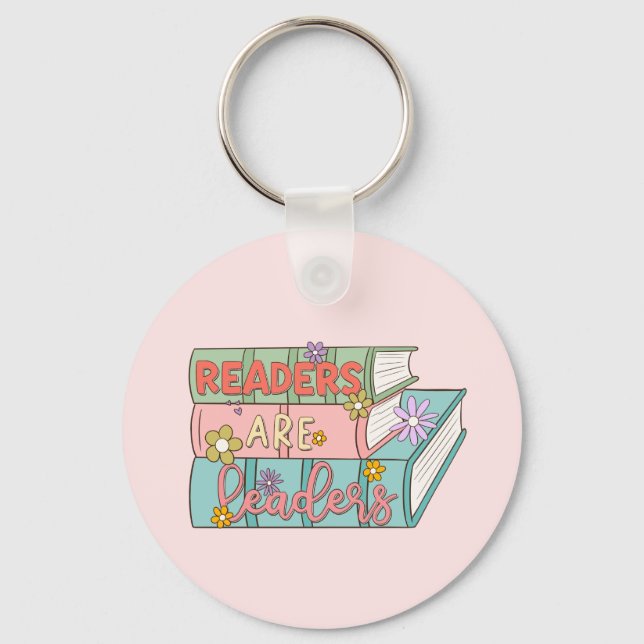 Läsare är ledare - Cute & inspirational Bok Nyckelring (Framsida)
