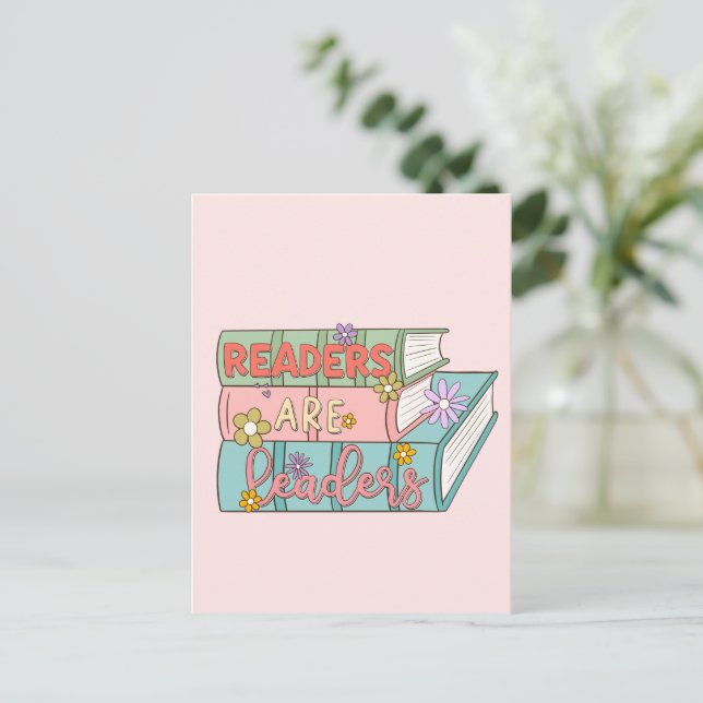 Läsare är ledare - Cute & inspirational Bok Vykort (Stående Fram)