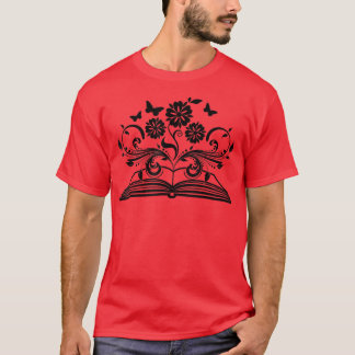 Läsare, Bokar, kvinnor, flickor, barn, blomsterlär T Shirt