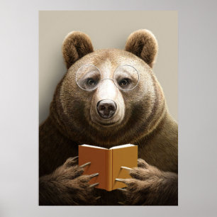 Läsare - Gift Bear Reading A Bok Poster