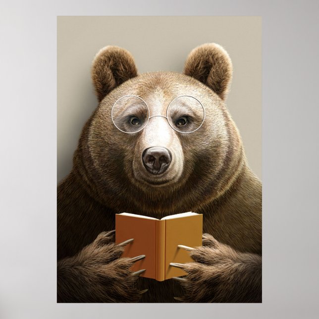 Läsare - Gift Bear Reading A Bok Poster (Framsidan)