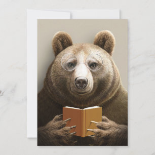 Läsare - Gift Bear Reading A Bok Tack Kort