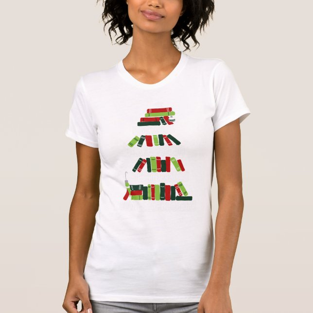 Läsare och Bok Älskare Julgran T Shirt (Framsida)