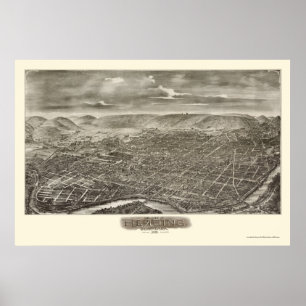 Läsare, PA Panoramic Karta - 1898 Poster