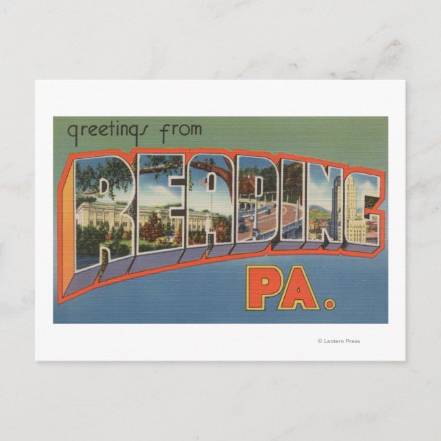 Läsare, Pennsylvania - Stora Brev-scenen Vykort (Framsida)