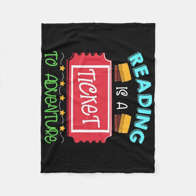 Läsaren är en Biljett till Äventyr Fleecefilt (Framsidan)