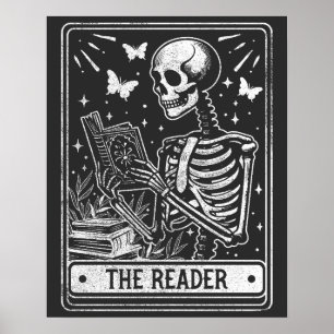 Läsaren Skeleton Läser boklover Halloween Poster