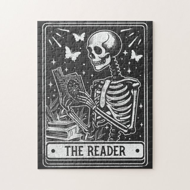 Läsaren Skeleton Läser boklover Halloween Pussel (Vertikal)