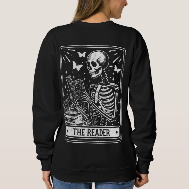 Läsaren Skeleton Läser boklover Halloween T Shirt (Baksida)