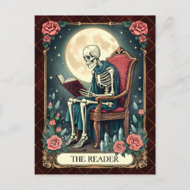 Läsaren, Vintage Style Tarotkort Skelett Helg Vykort