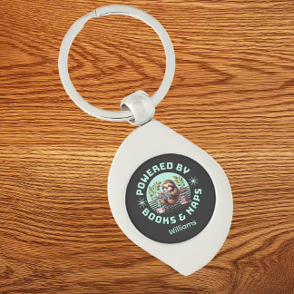 Läsarlatmask. Unikt Present För Bokälskare Swirl Silverfärgad Nyckelring