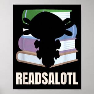 Läsaxolotl rolig läsande älskare axolotl bokorm poster