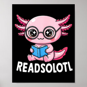 Läsaxolotl söt kawaii axolotl rolig läsning bok poster