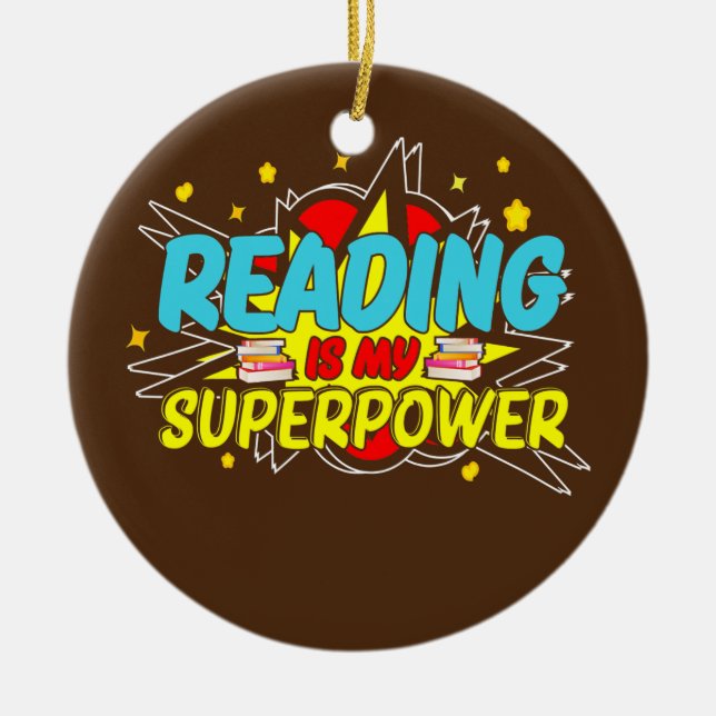 Läsbarn som läser Nerd Bookworm Reading är Min Julgransprydnad Keramik (Framsidan)