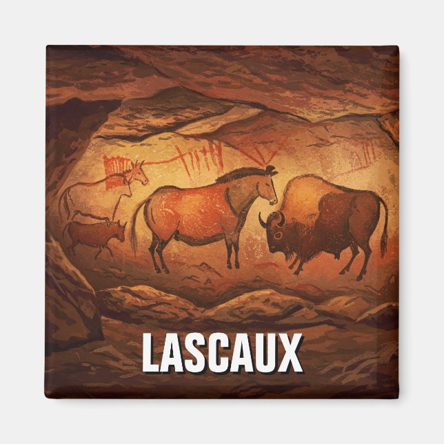 Lascaux Cave Dordogne Frankrike Travel Magnet (Framsidan)