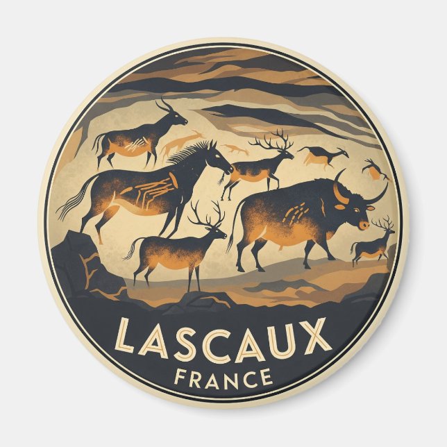 Lascaux Cave Dordogne Frankrike Travel Magnet (Framsidan)