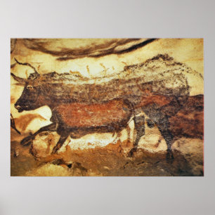 Lascaux förhistorisk grottamålning poster