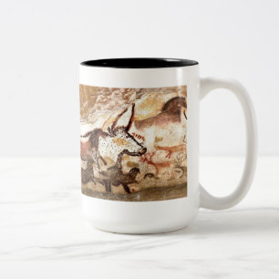 Lascaux grottamålning: Tjurar (version II) Två-Tonad Mugg