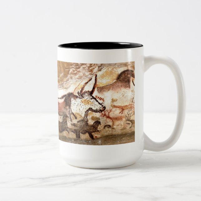 Lascaux grottamålning: Tjurar (version II) Två-Tonad Mugg (Höger)