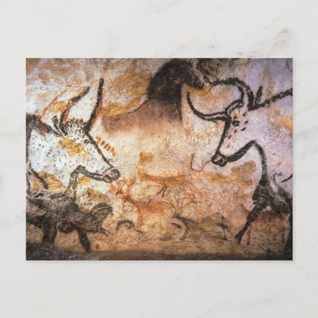 Lascaux-tjurarnas buffelgrottemålning vykort (Framsida)