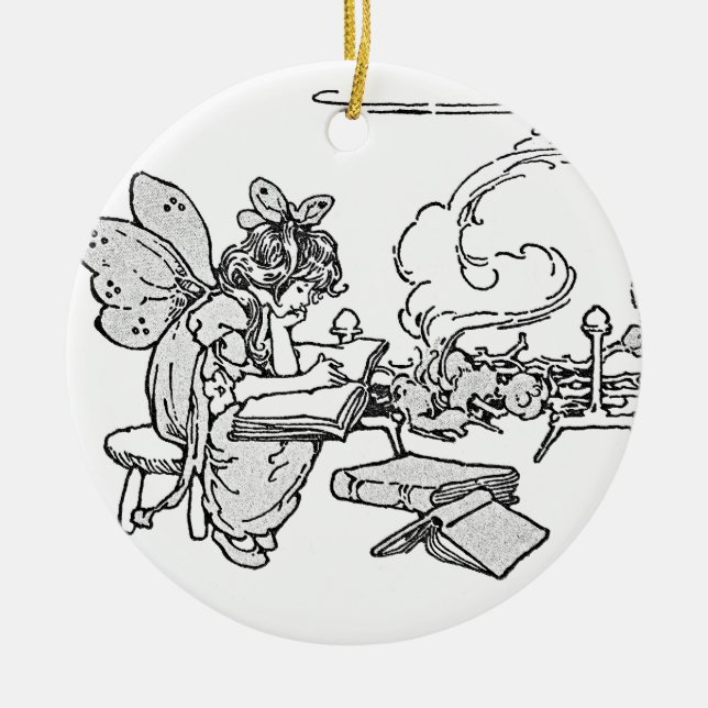 Läser Älvans namn Julgransprydnad Keramik (Framsidan)
