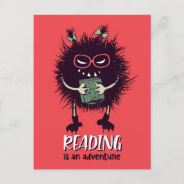 Läser är äventyr lustig lärare vykort