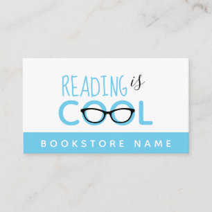 Läser är Coola Bookstore - Blue Affärskort Visitkort