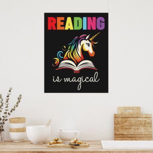 Läser är Magic Rainbow Unicorn Poster