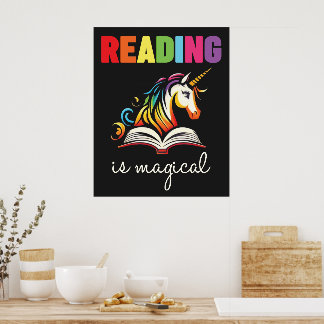 Läser är Magic Rainbow Unicorn Poster