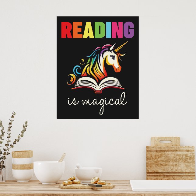 Läser är Magic Rainbow Unicorn Poster (Kök)