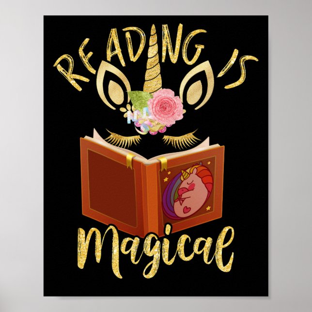 Läser är Magic Unicorn Ansikte Bok Älskare Poster (Framsidan)