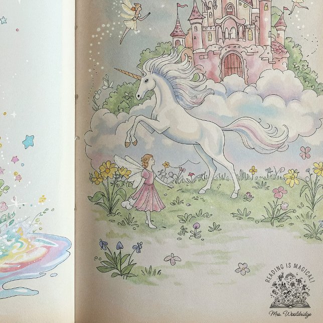 Läser är magiska lärares klass Bibliotek Fantasy Självfärgande Stämpel (Skapare uppladdad)