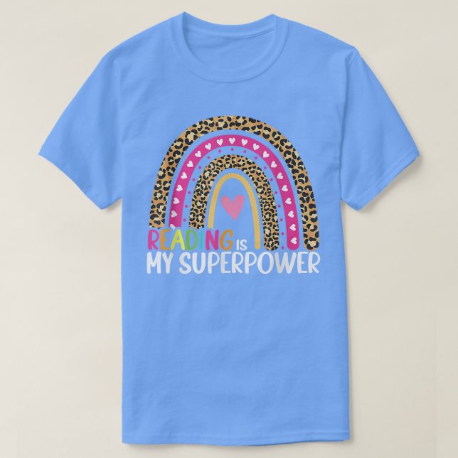 Läser är min supermakt Regbow Bibliotek Student B T Shirt (Design framsida)