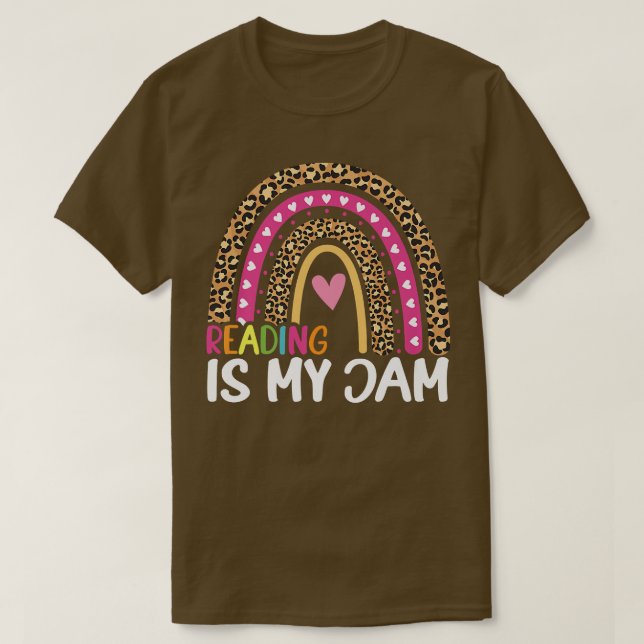 Läser är min Sylt leopard Rainbow, Bok Älskare T Shirt (Design framsida)