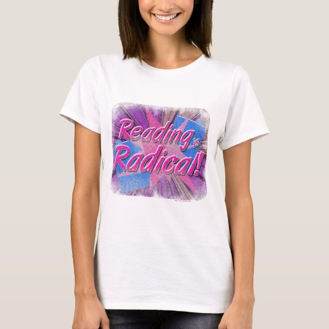 Läser är Radical Retro Bookworm Slogan Tee (Framsida)