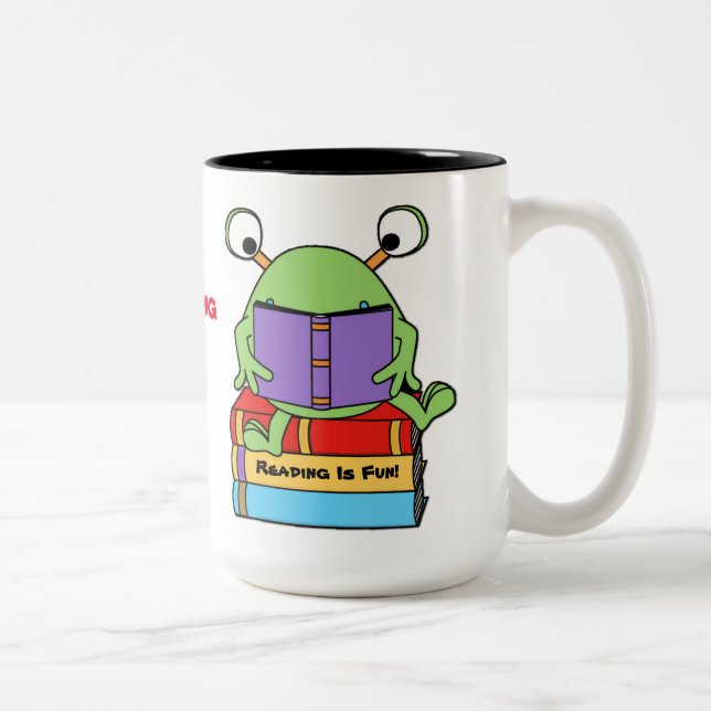 Läser är Roligt Cute Bok som älskar Alien Mugg (Höger)