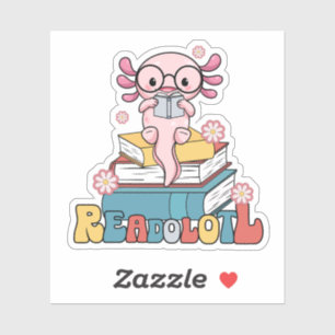 Läser Axolotl Pun Cute Bookworms Reader Klistermärken