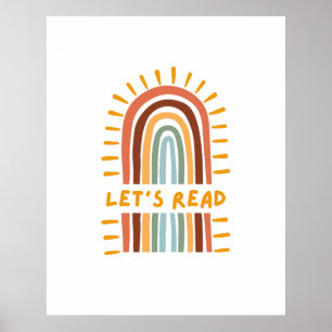 Läser Boho Rainbow Classroom Homeschool Poster