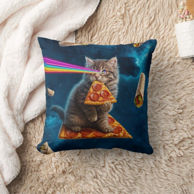 Laser Cat Pizza Party Kudde (Filt)