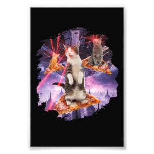 Laser Cats Pizza Kattunge Fototryck
