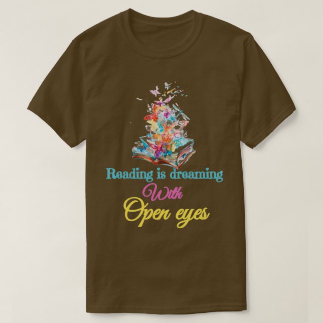 Läser drömmer med öppen öga-bokmask t shirt (Design framsida)