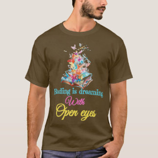 Läser drömmer med öppen öga-bokmask t shirt