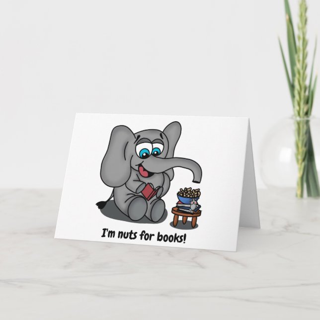 Läser elefant: Jag är Nöt för Bokar Kort (Framsida)